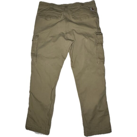 Carhartt Men’s RUGGED FLEX RELAXED FIT CANVAS CARGO WORK PANTS Khaki 36x28 - Picture 2 of 9